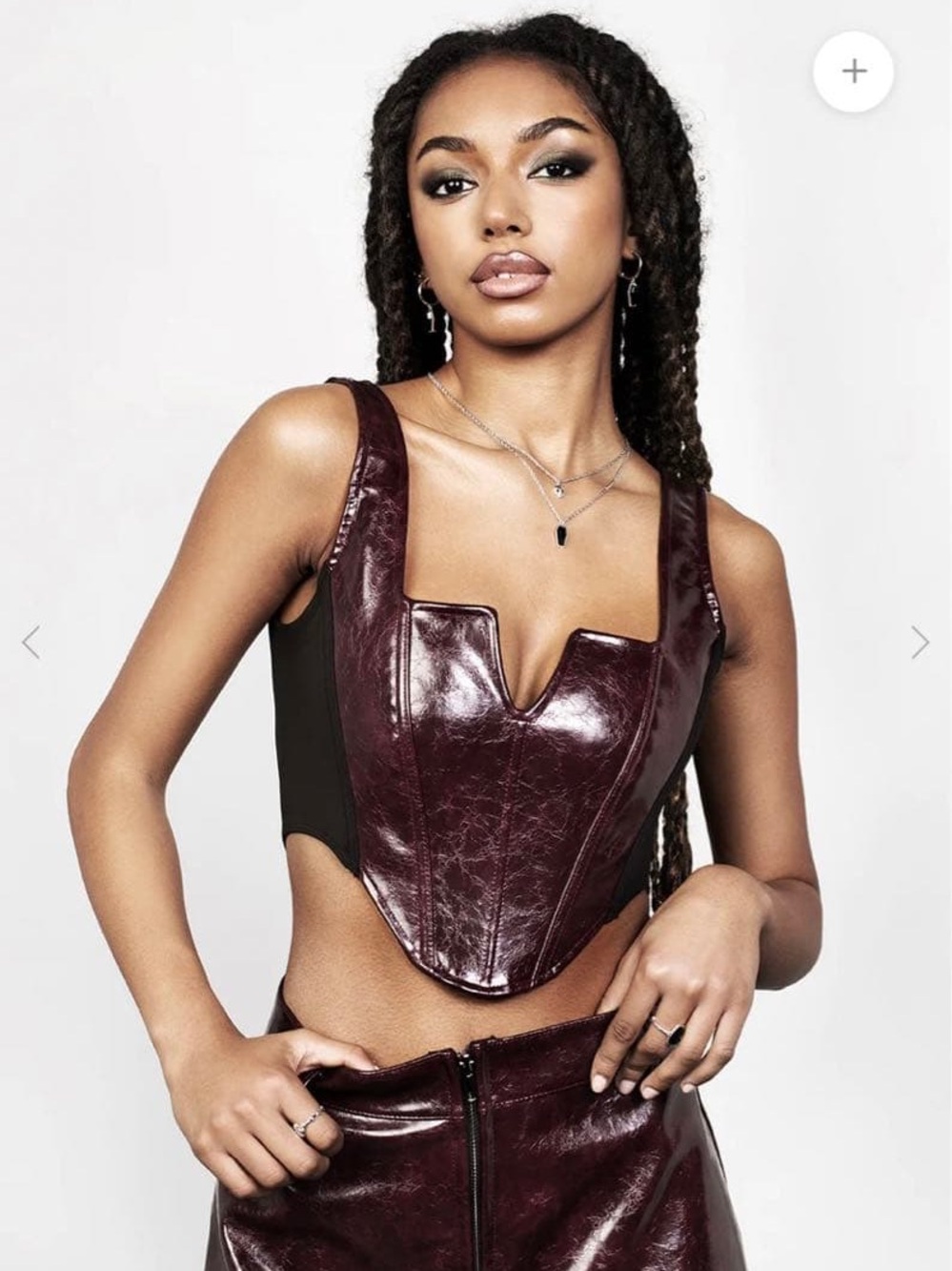 Disturbia Burgundy Faux Leather Corset Tank UK size 12